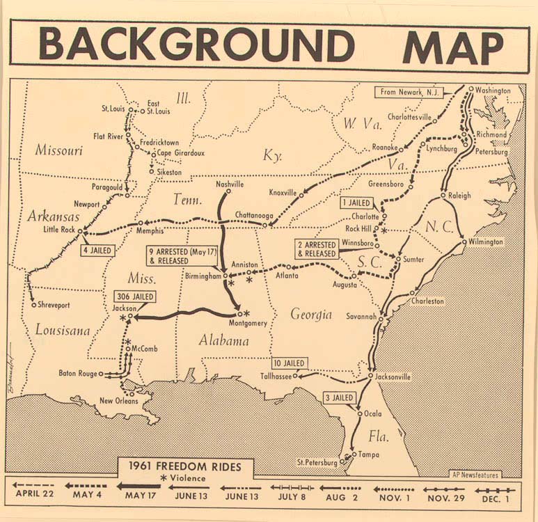Freedom Rides Map