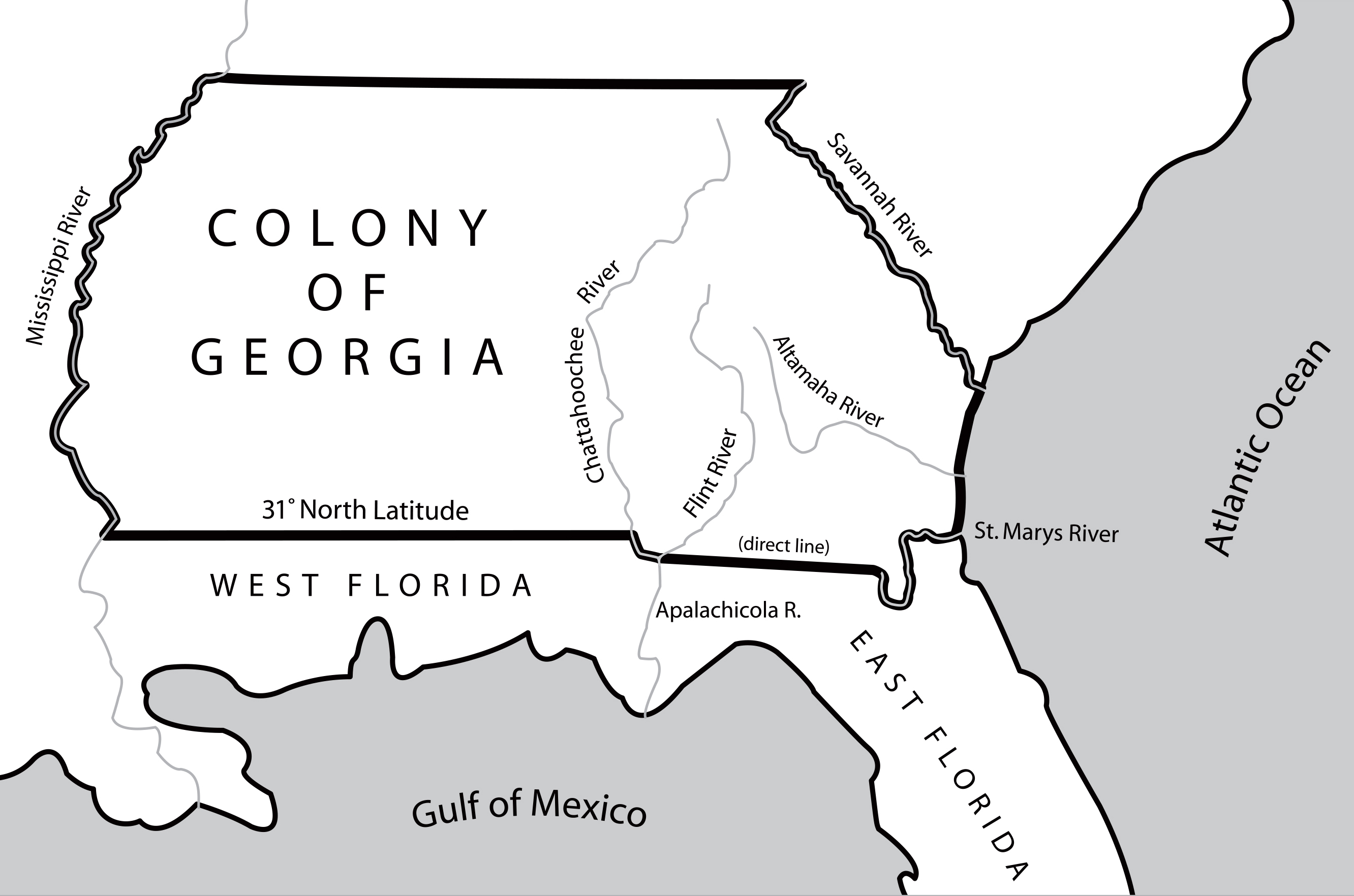 Georgia Colony Boundaries 1764 New Georgia Encyclopedia