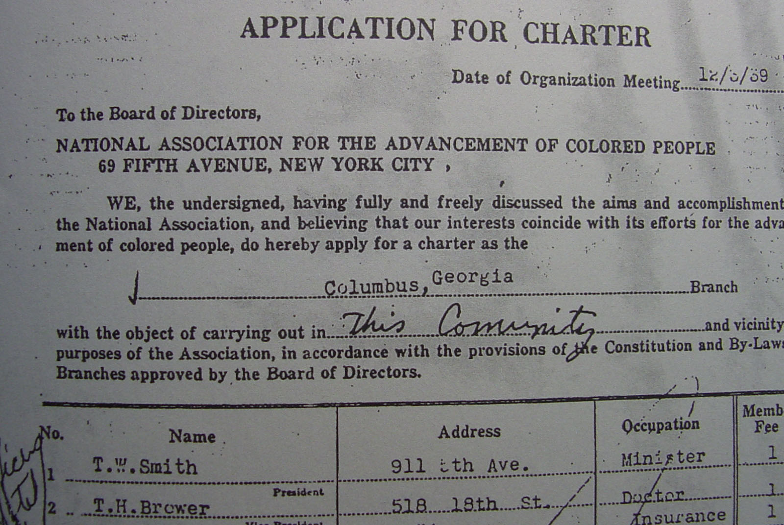 NAACP Charter Application