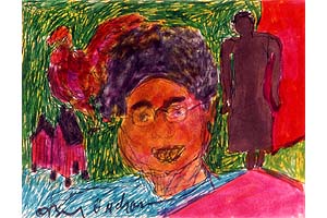 Self-Portrait with Figure and Chicken